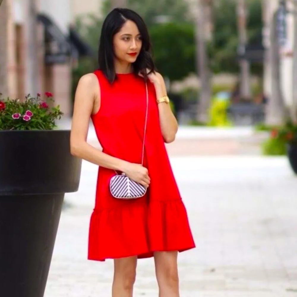 Banana Republic Red Ponte Ruffle Dress Size 6
